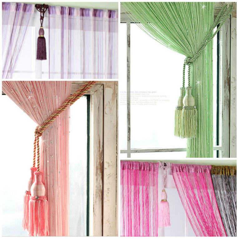 Как красиво повесить шторы-нити на карниз, арку или дверной проем